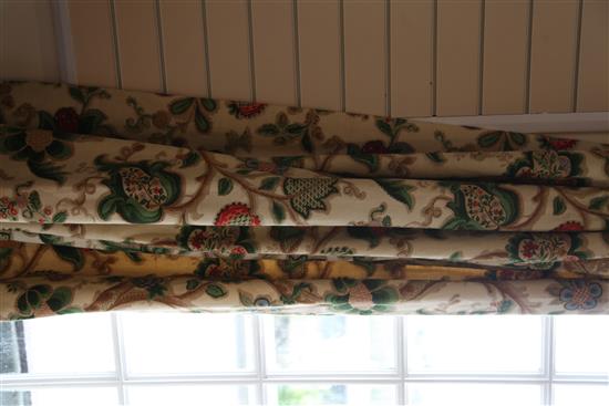 Five Nina Campbell linen pomegranate pattern curtains,